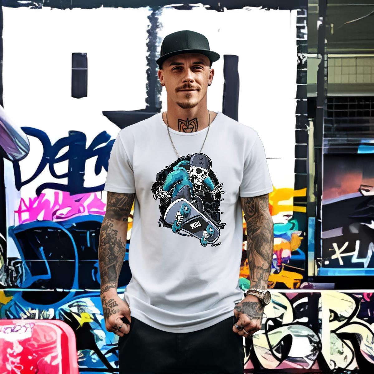 2024 Man T Shirts skull Tops 230g Cotton High Street Hip Hop Cool Design DIY Pure Cotton Mens Tshirts