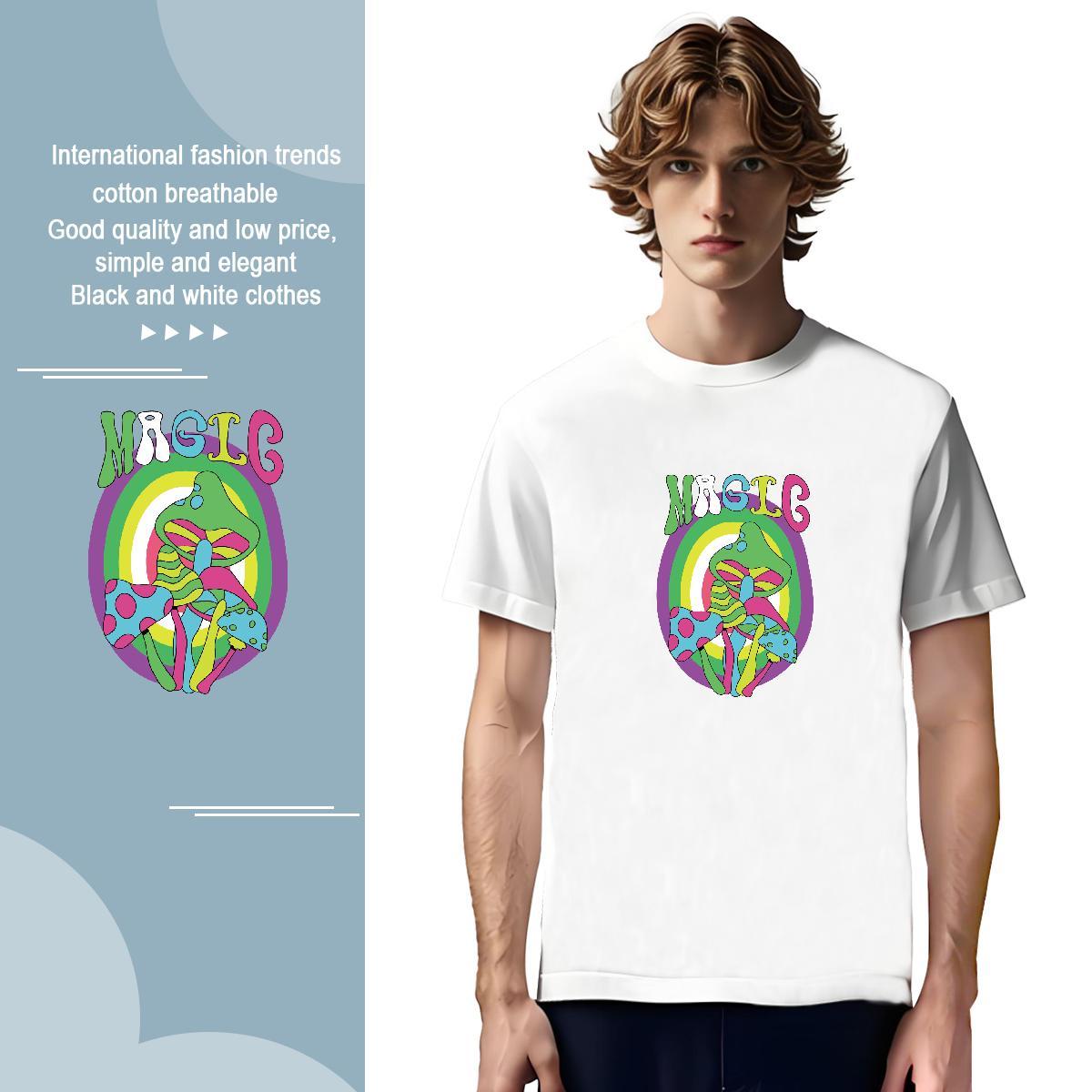 Man T Shirts 230g Cotton mushroom Summer Casual Breathable Crew Neck Skull Men Tshirts Fashion Design Classic Tops