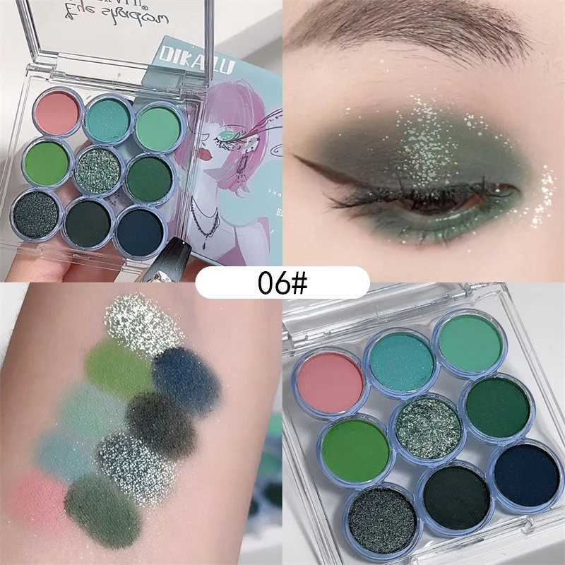 9 Colors EyeShadow Palette Smoke Purple Retro Olive Green Pearlescent Matte Highlight Gray Brown Easy To Pigment Eye ShadowCL240812