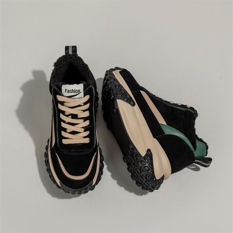 Ddmysports Internet Famous Thick Soled Sports Snow Boots For Women With Plush Cotton New Versatile Winter Casual Dad Shoes Trend Outdoor Shoes