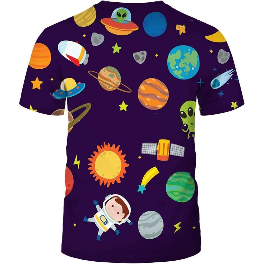 Mens T shirt Wolf Shirt 3D Cartoon Universe Planet Cool Trend T-Shirt shirts tshirt graphic tee Casual tops summer clothes Short sleeve