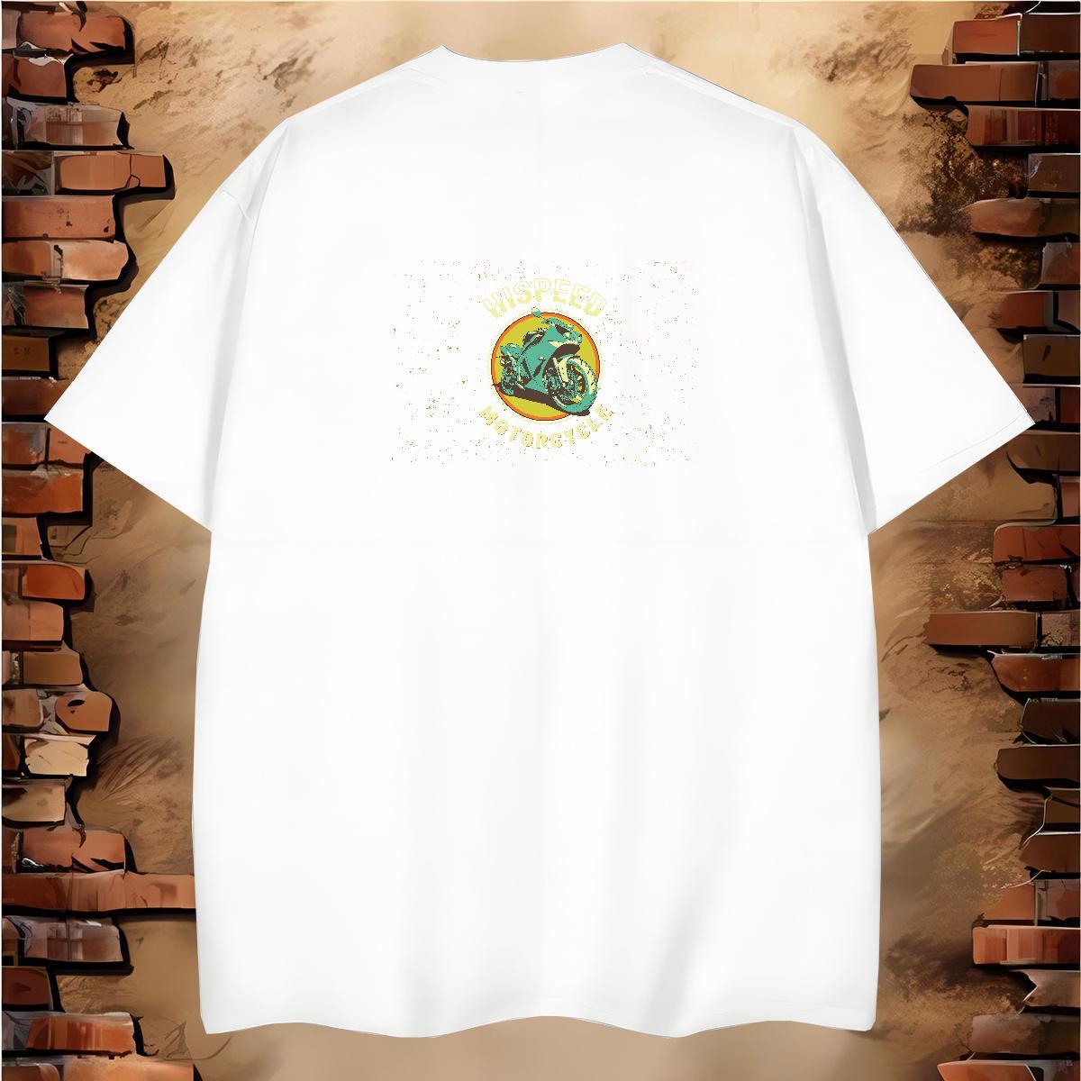 New Arrival 100% Cotton 230g T shirt Motorcycle Casual Tshirts Tees Shirts O-Neck Short Sleeve Classic Plus Size Cartoon