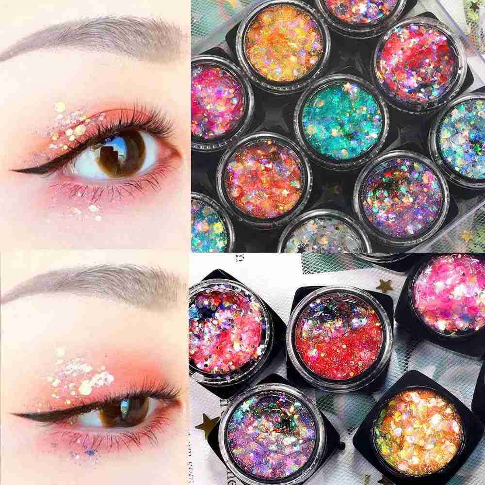 Multifunctional Mermaid Eye Glitter Hair Body Face Glitter gel Art Loose Sequins Cream Festival Glitter Decoration eye shadow Makeup W240812