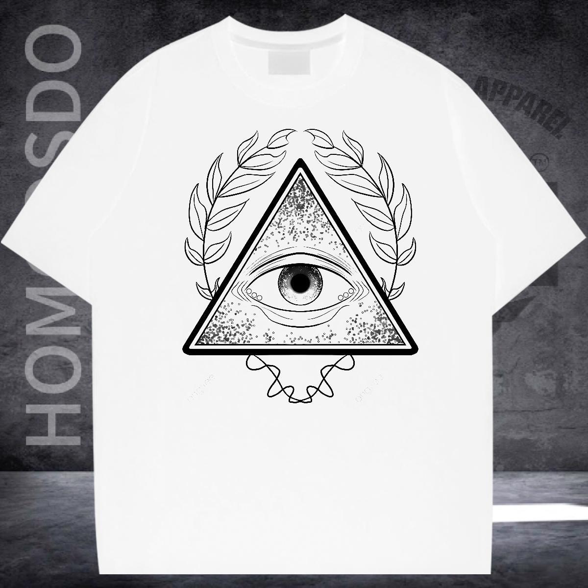 2024 Summer T-Shirts eye of the devil Top Tees 100% Cotton 230g Hip Hop Unisex Plus Size Custom Breathable Short Sleeve Men Clothes T-Shirt