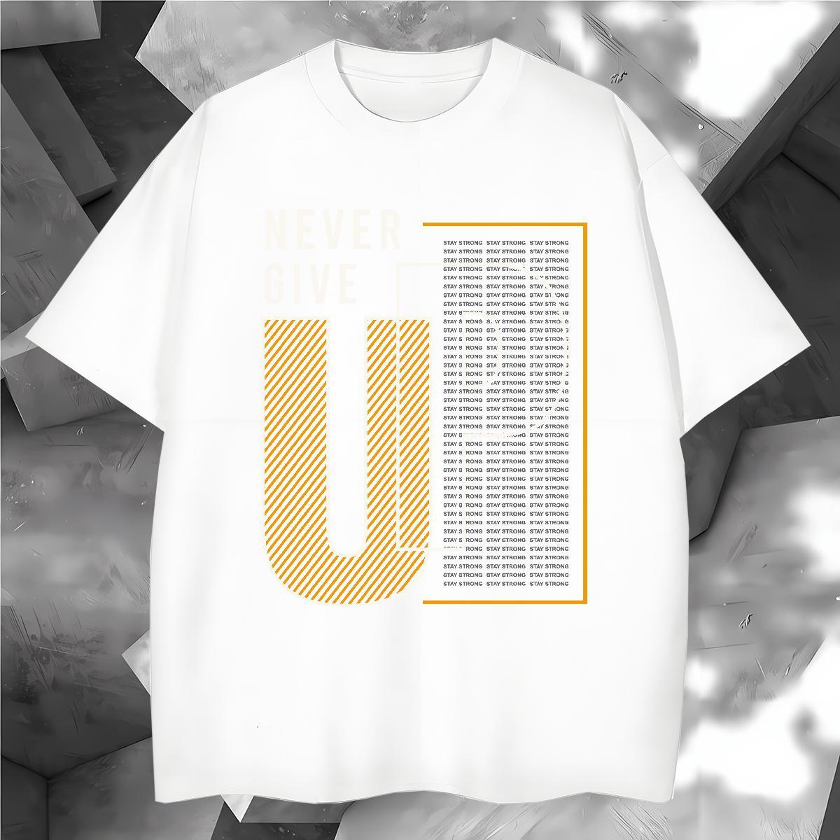 DIY 100% Cotton 230g T Shirt For Man letter Outdoor Men Tshirts Tops Crew Neck Loose Fit Oversized