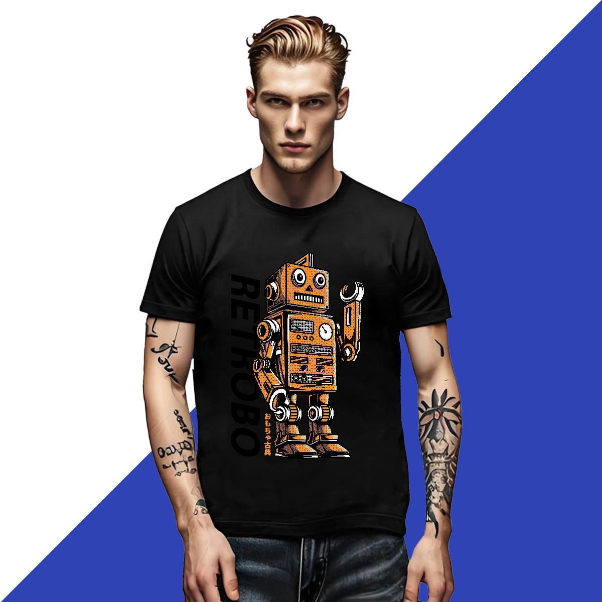 Popular Couples T Shirts Sport 100% Cotton 230g Custom Printing Breathable Crew Neck robot T shirt Brand Tops