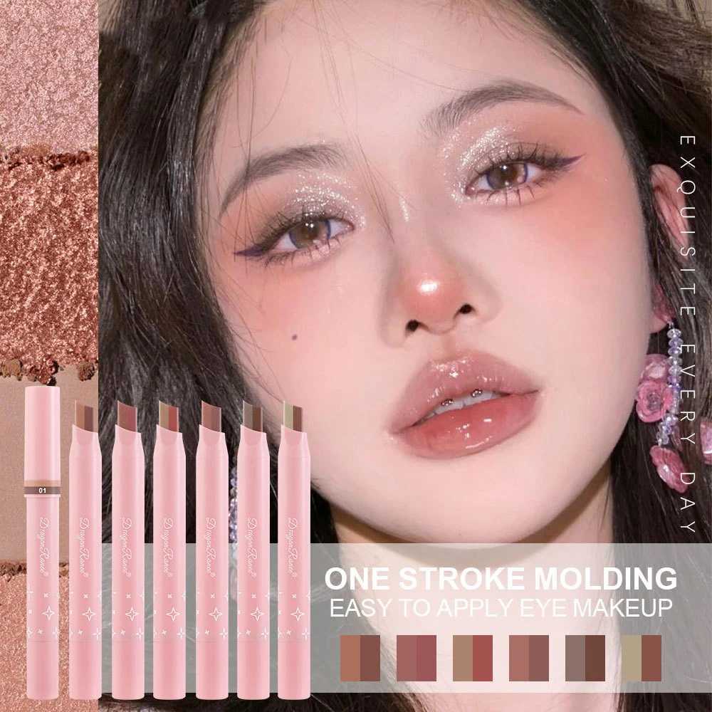 2-Colour Eyeshadow Pencil Shimmer Gradient Lazy Eyeshadow Stick Nude Matte Rotatable Natural Combination Waterproof Quick MakeupCL240812