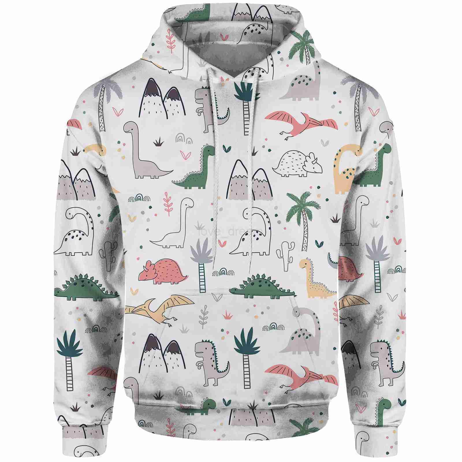 Cartoon Dinosaur Sweatshirt Hooded Sweatshirt With 3D Digital Printing Comfortable and Cute Official Website Y2k HoodiesXJ240812