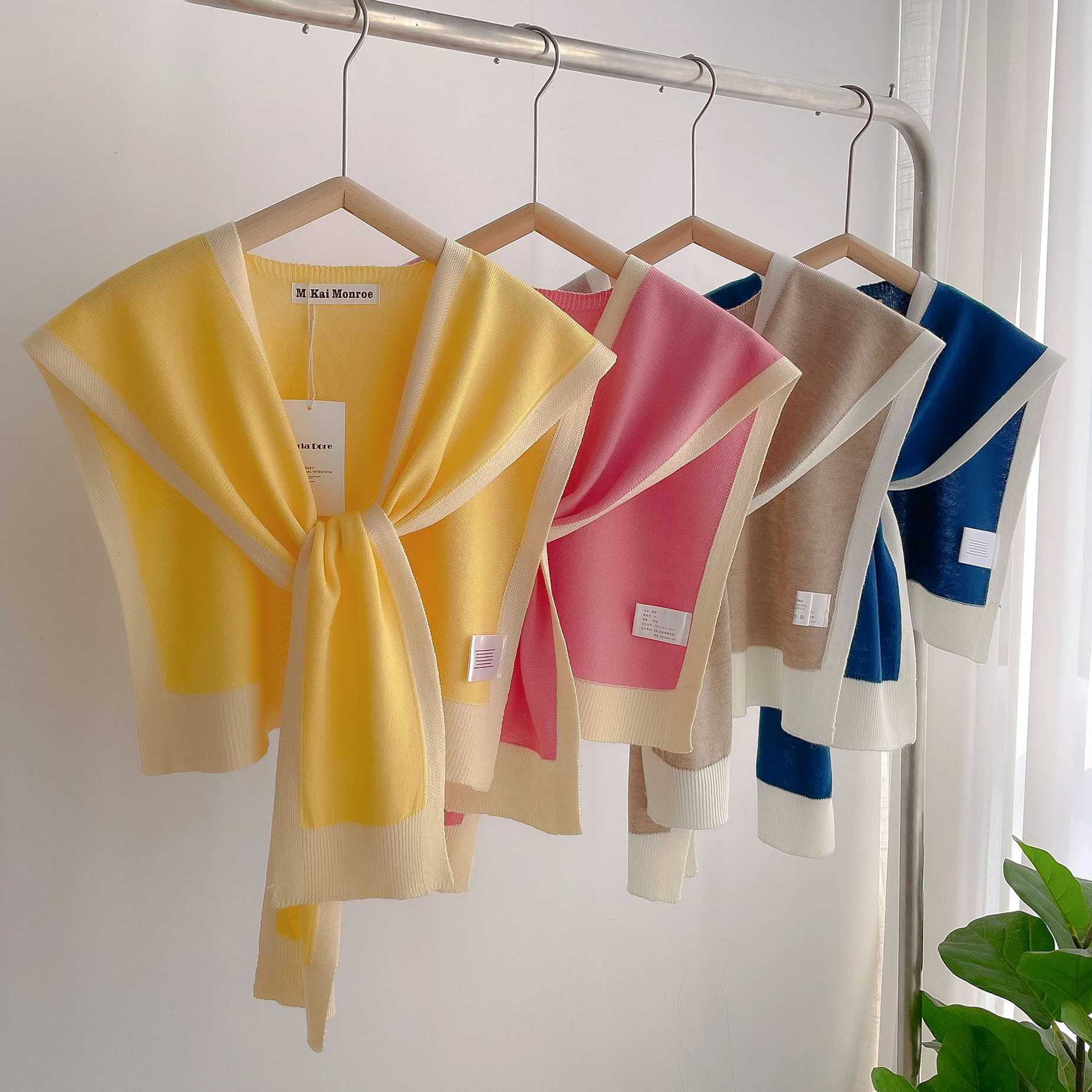 Spring and summer knitted striped shawl with high-end summer office air-conditioned room neck and shoulder shawl W240810