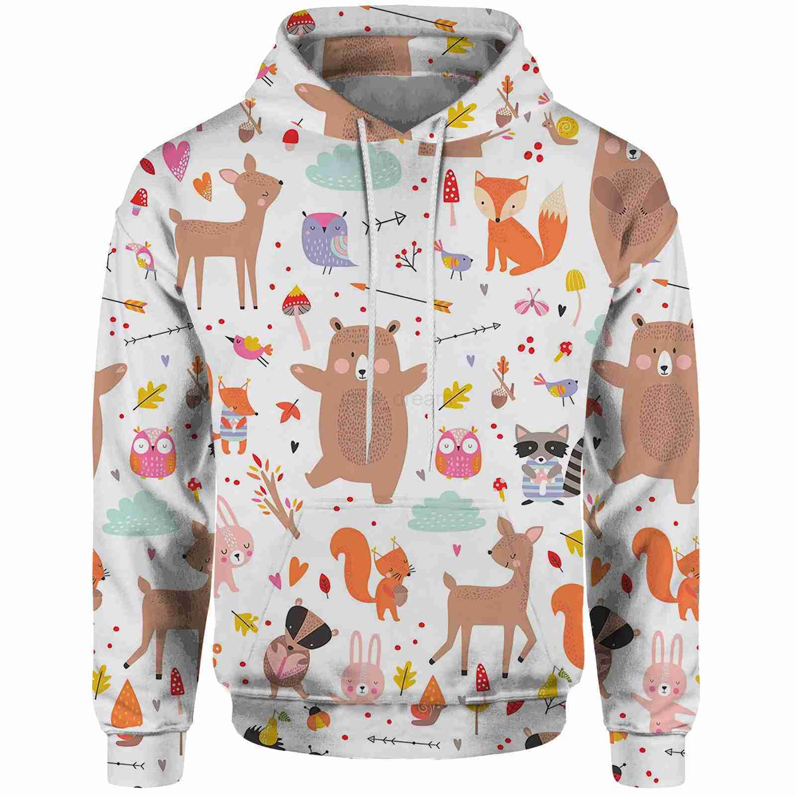 Dinosaur Sweatshirt Official Website Deer Hooded Sweatshirt Man Cartoon Hedgehog Mens Hoodies Y2k 3D Digital Printing Hoody NewXJ240812
