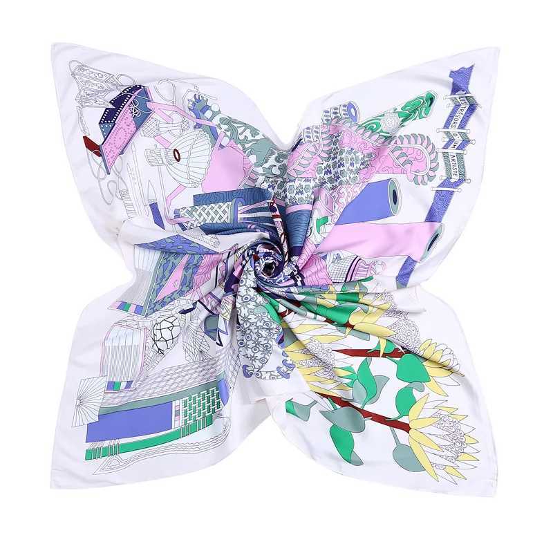 130cm womens scarf shawl 100% twill silk scarf square scarf toolbox floral printing collar scarf and packaging W240810