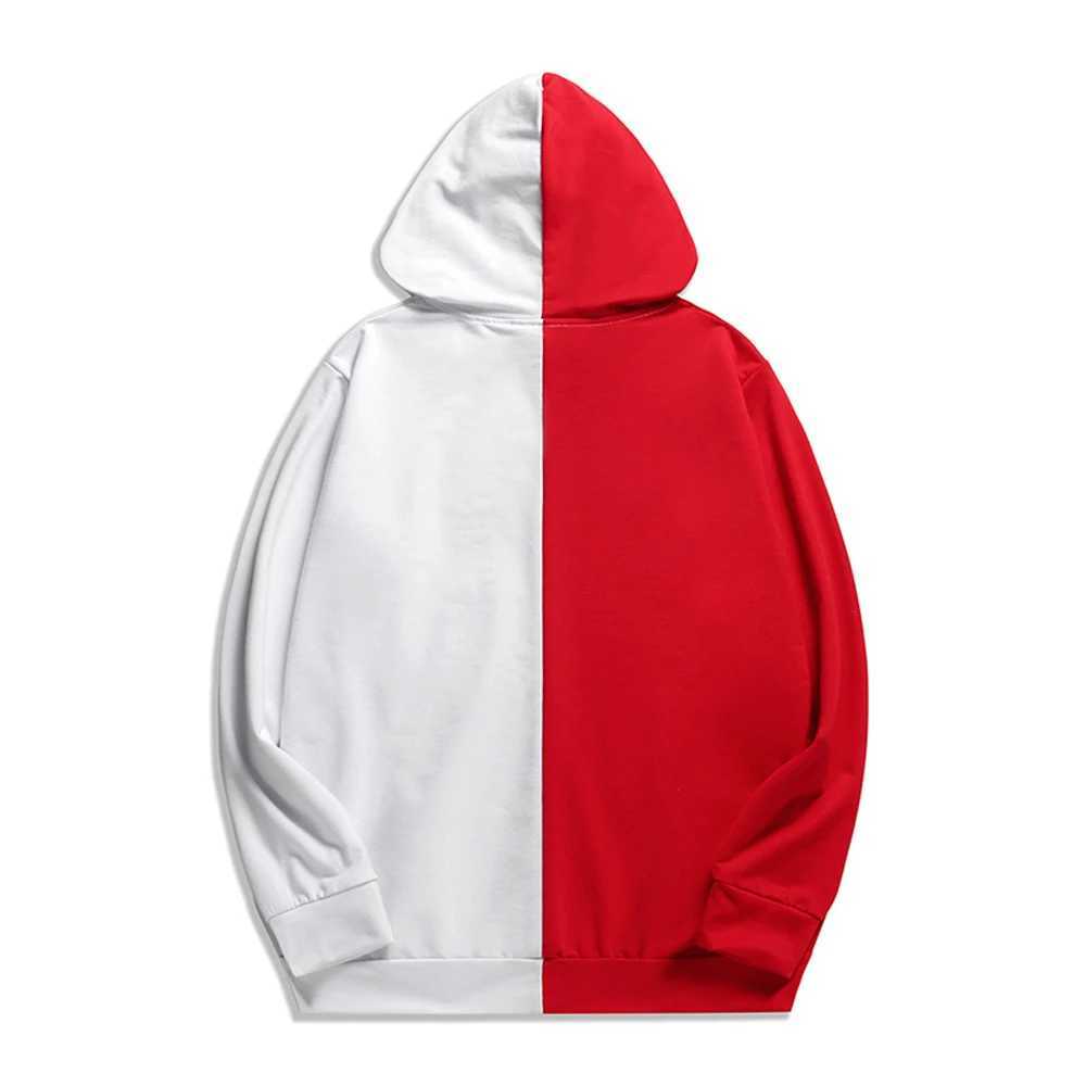 Mens Hoodie Long Sleeve Black and White Splicing Work Loose Oversized Sweater Harajuku Basic Casual HoodieW240724