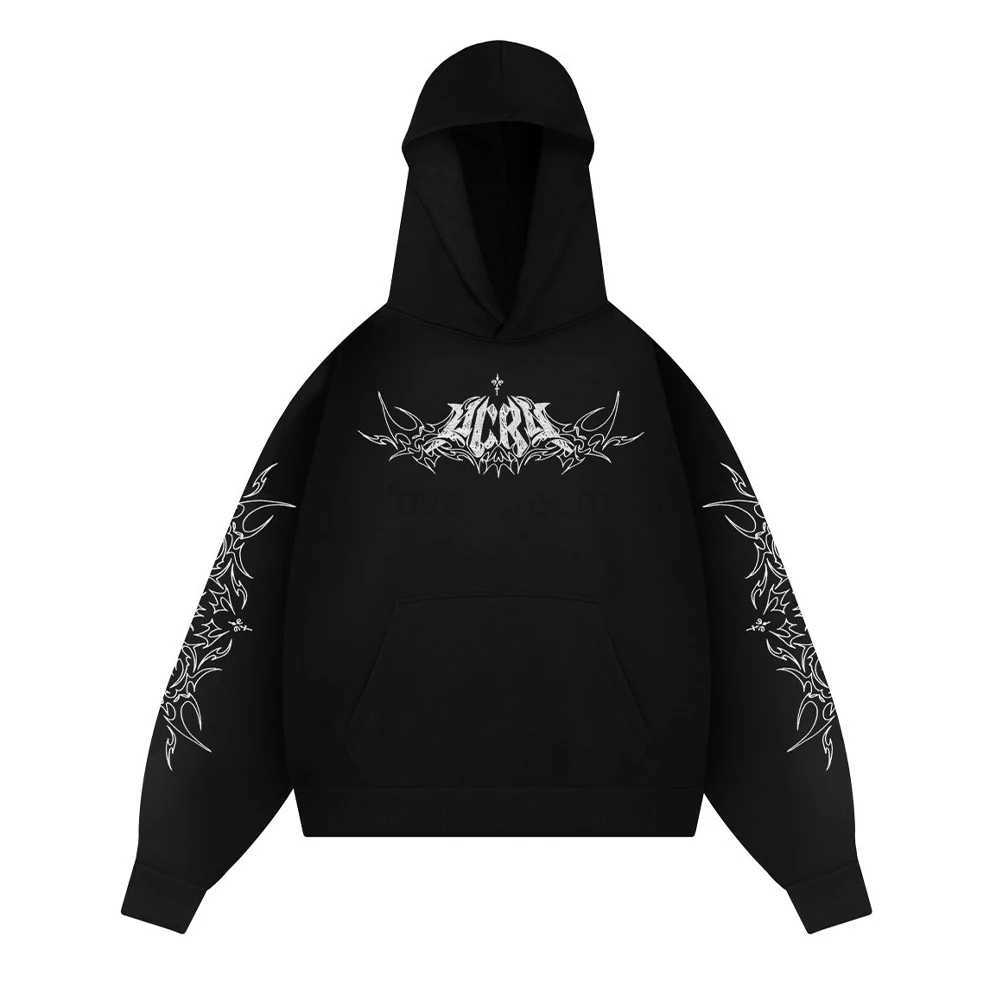 Y2k Dark Tribal Hoodie Men Fashion Warm Sweatshirt Graphical Printed Hip Hop Hoodies Casual Streetwear Spring Autumn New HoodiesXJ240812