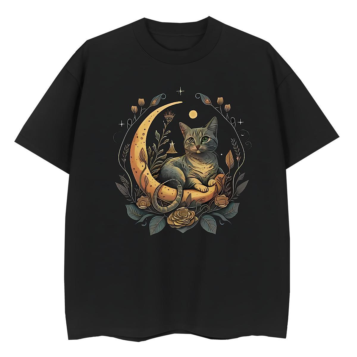 TOP Quality T Shirt For Man cat Short Sleeve Soft Casual Beach Black White 230g Pure Cotton Men Tees 2024 Tops Tees