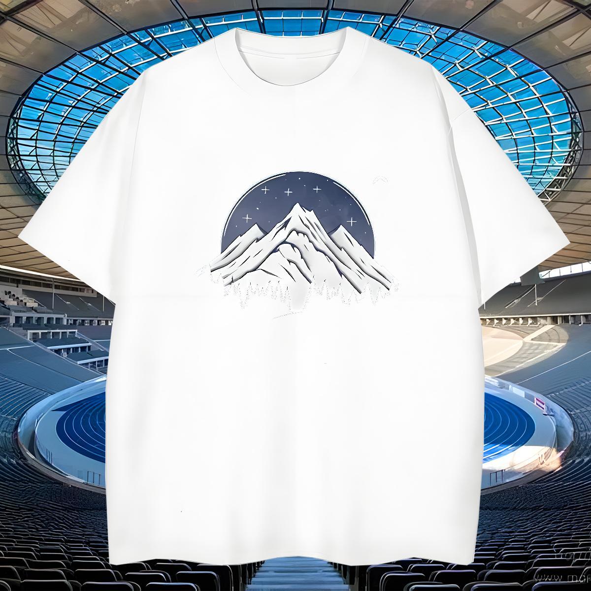 DIY Customized T Shirts Men mountains Clothings 230g 100% Cotton Street Casual Wholesale Black Oversized Short Sleeve O-Neck Mens Tshirts