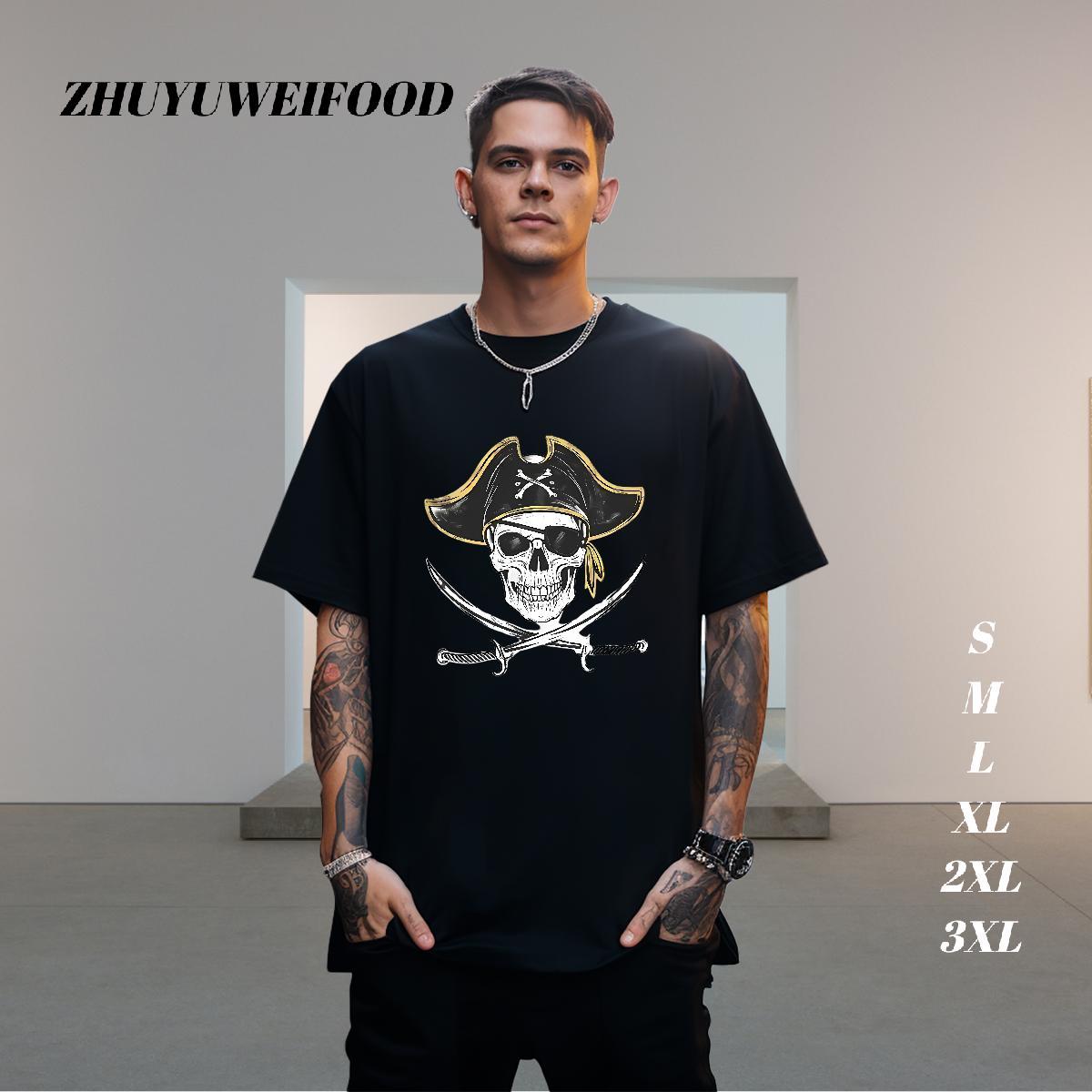 DIY T-Shirts skull Clothes 100% Cotton 230g Street wear Hip Hop Comfortable White Plus Size Short Sleeve Soft Mens Tshirts