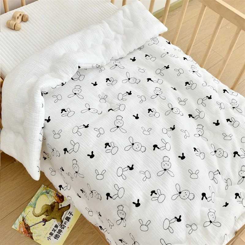 Dropshipping Korean Baby Quilt Pure Plain Cotton Blanket Baby Four Seasons Warm and Soft Swadle Packaging BeddingW240810