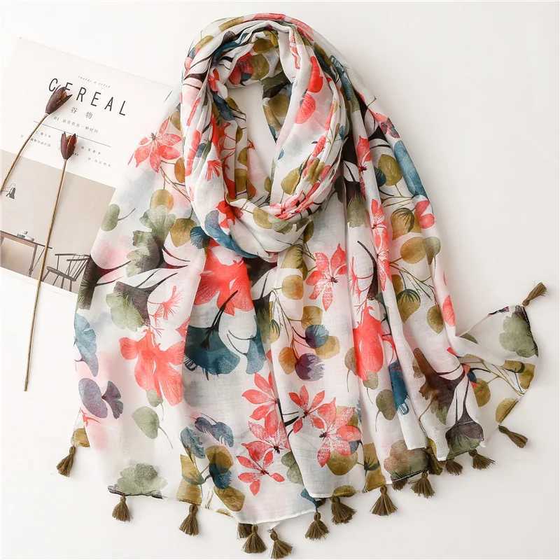 Floral tassel adhesive scarf womens shawl and wrapped headscarf womens hair band luxury Muslim headscarf 180 * 90cm Echape Bandanas W240810