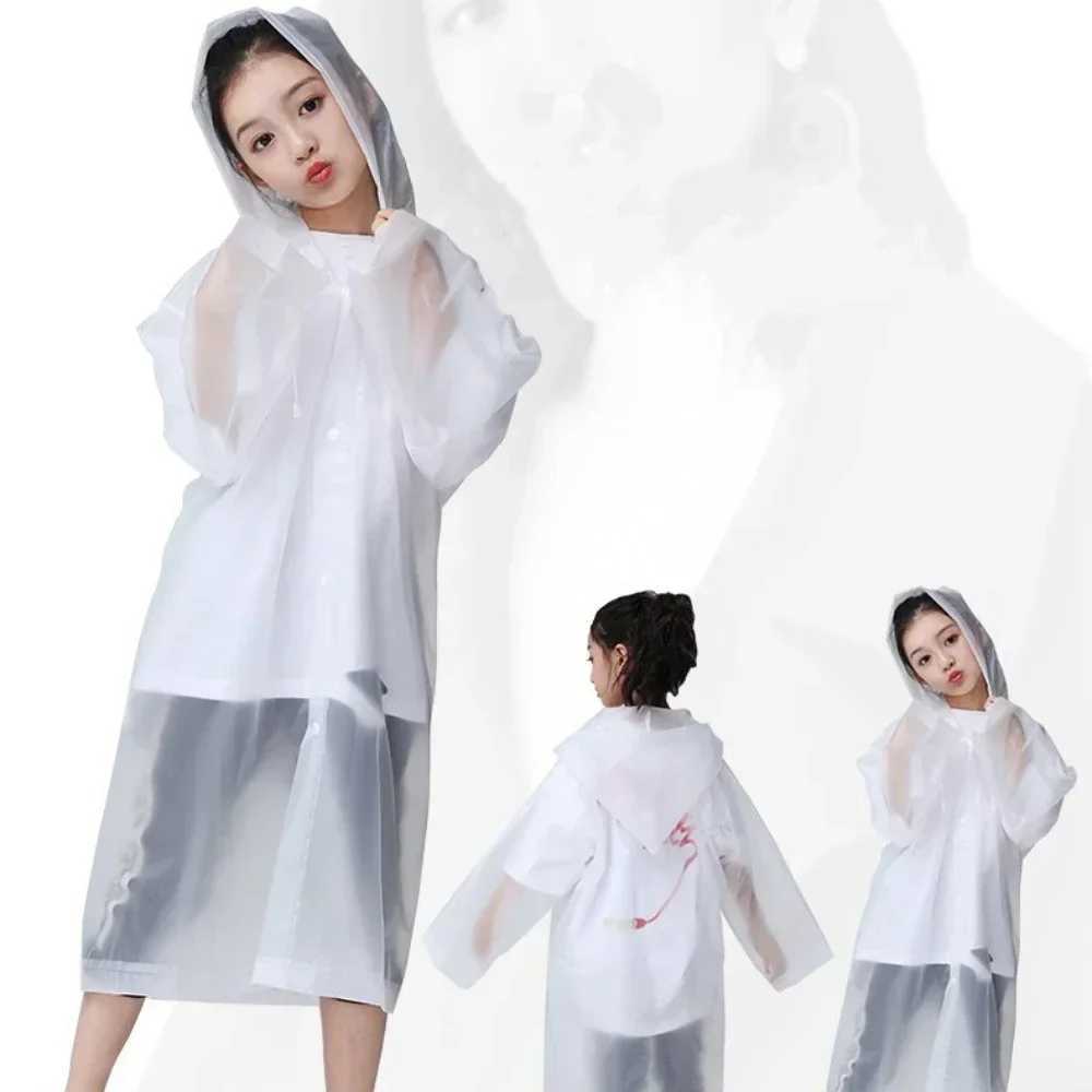 Fashion Childrens Raincoat High-quality EVA Waterproof Thickened Raincoat Outdoor Hiking Reusable Transparent Raincoat Y240810