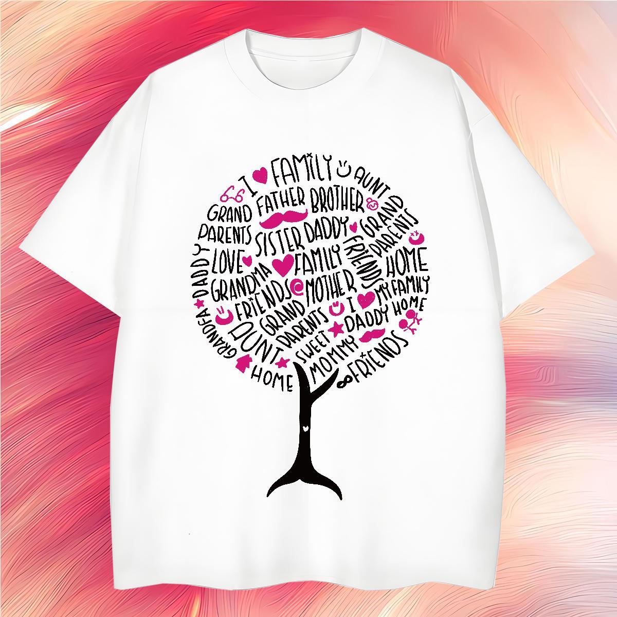 2024 100% Cotton 230g T Shirt For Man tree Casual Beach Men Clothes T-Shirt Tshirts Round Neck Short Sleeve Cool Design Anime Print