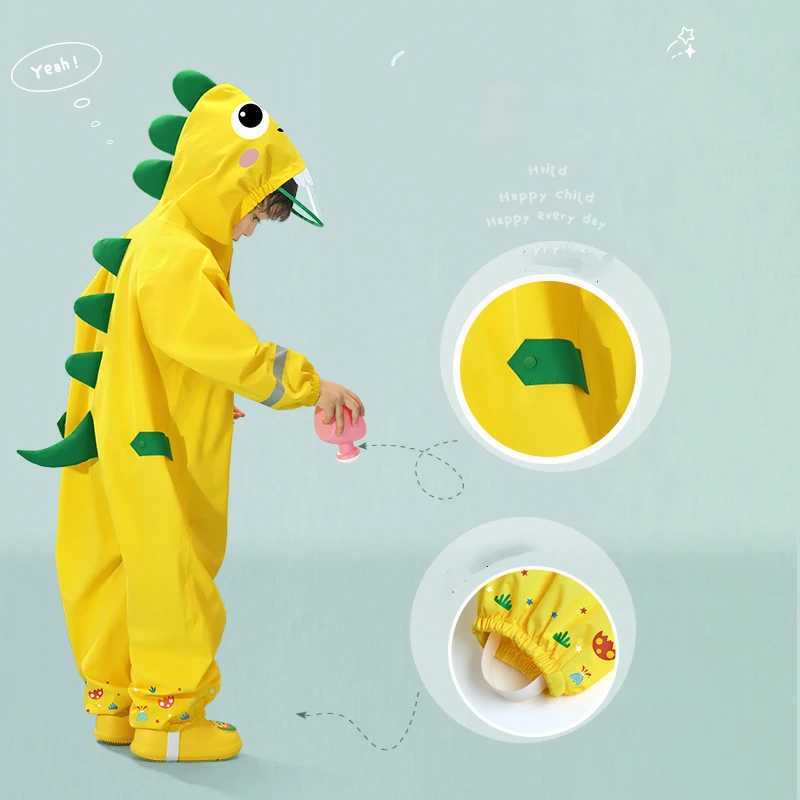 70-135cm Raincoat For Toddler Boys Girls Kids 1 3 6 Years Waterproof Zipper Rain Coat Pant Raingear Kids Playing Suit One Piece Y240810