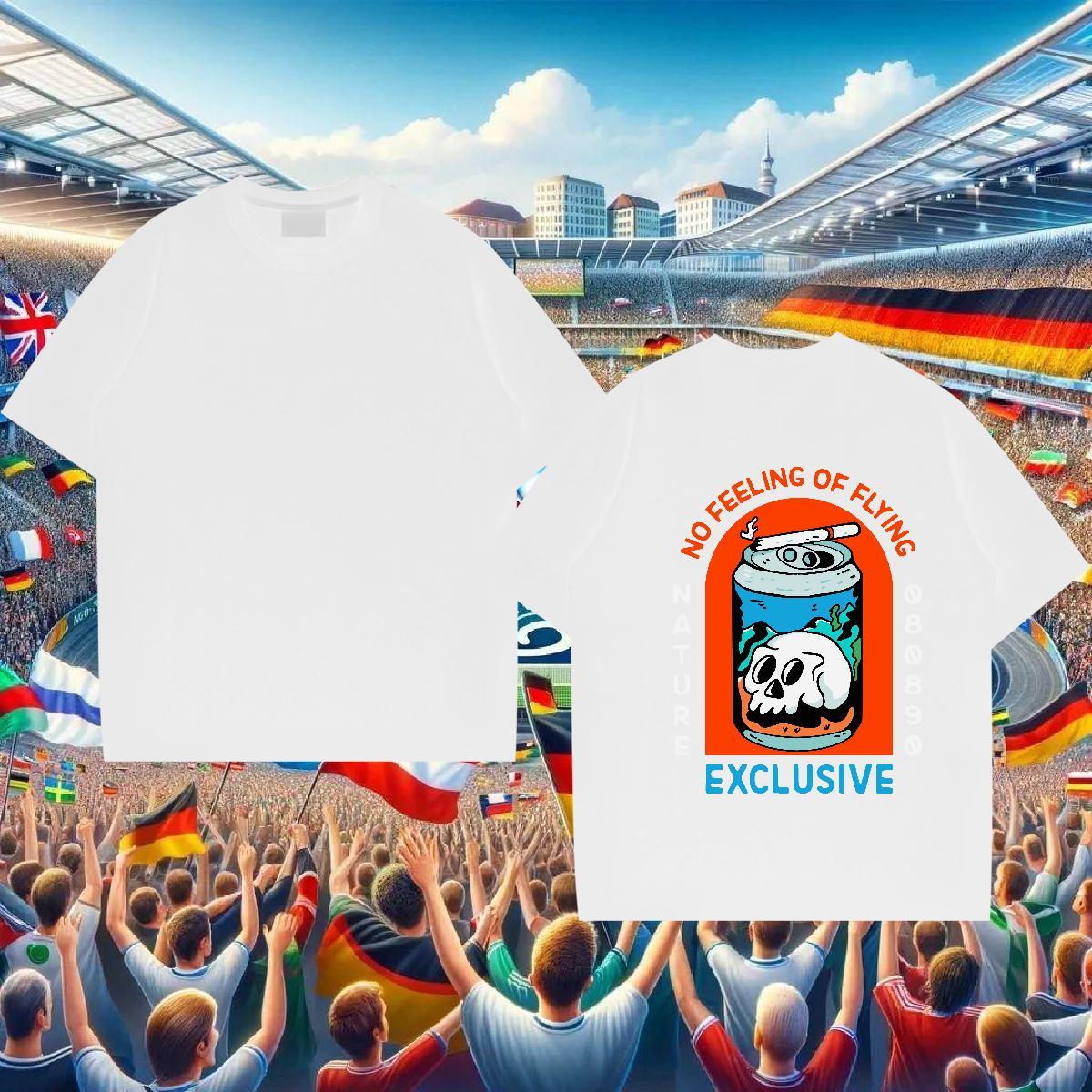 2024 DIY T shirt skull Tee Shirt 230g Pure Cotton Outdoor Loose Oversized 3XL 4XL Crew Neck Breathable Mens Tshirts