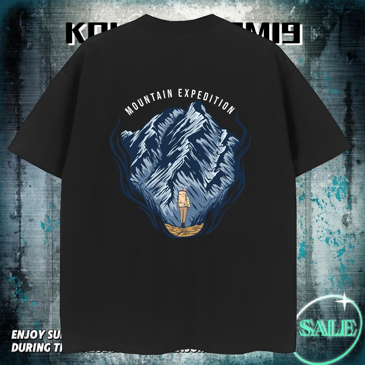 Brand Men Tees Hip Hop Street 230g 100% Cotton Floral Print Crew Neck mountains T shirt Custom Tops Tees