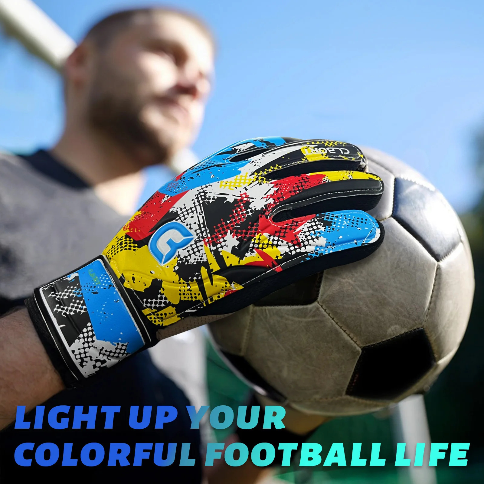 Soccer Goalkeeper Gloves Graffiti Style Goalkeeper Gloves With Strong Grip Non-Slip Soccer Gloves 250107