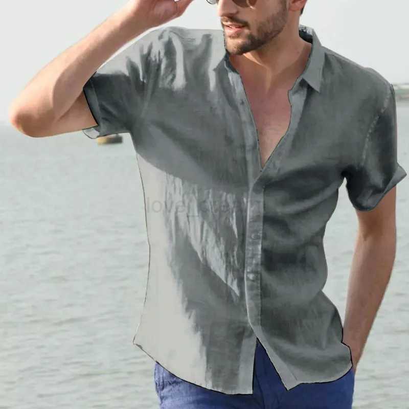 Summer Short Sleeve Shirts Man Cotton Linen Shirt Blouses Men White Social Formal Shirt Business Casual Top Shirt Men ClothesXJ240812