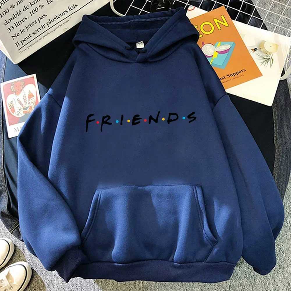 Womens friend printed hoodie with long sleeves and zippers fashionable clothing casual solid color womens spring and autumn fashion street clothingW24