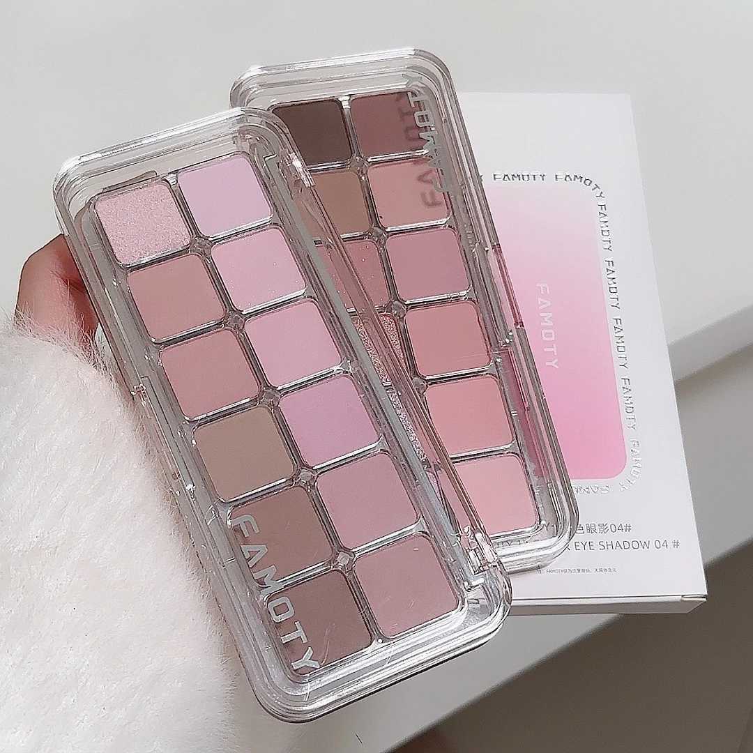 12 Colors Eyeshadow Palette Cement Grey Brown Milk Tea Color Matte Glitter Pink Sequins Eyeshadow Pigments Eyes Makeup CosmeticsCL240812