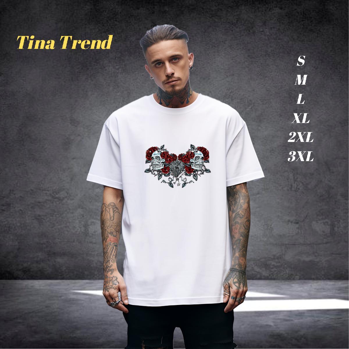 Fashion Mens T Shirts skull Tops 230g Pure Cotton Hip Hop Designer Cartoon Print Crew Neck Mens Tshirts