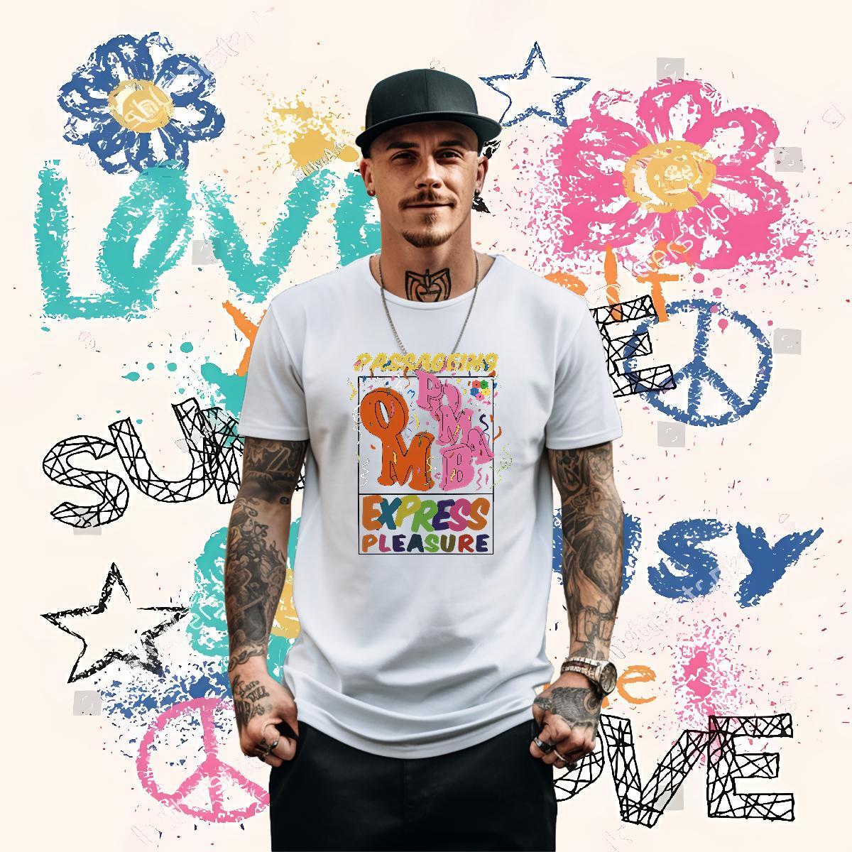 Custom T Shirts Men letter Tops Tees 230g Cotton Street Soft Plus Size Cartoon Breathable Short Sleeve Men Tees