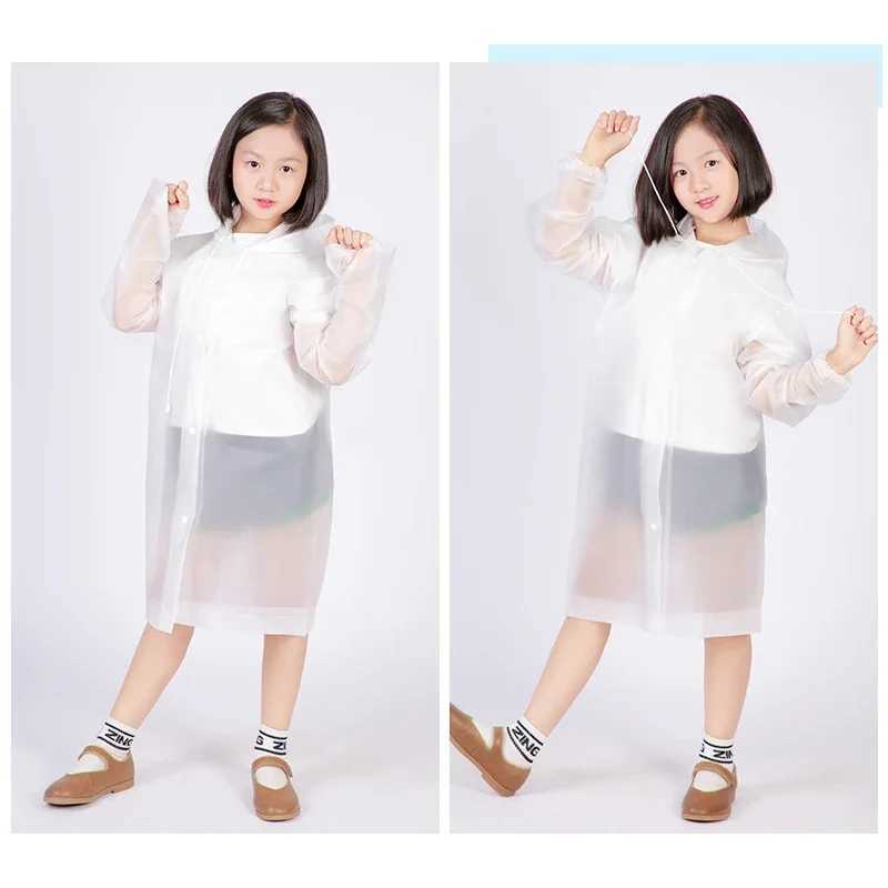 EVA Thickened Children Raincoat Reusable Transparent Fashion Rainwear Hooded Rain Coat Girl And Boy Outdoor Tour Cute Raincoat Y240813