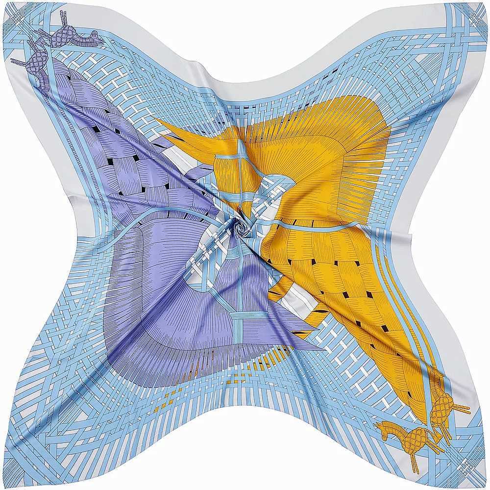 130cm Luxury Brand % Twill Silk Scarf Two Horses Weaving Square Scarf New Design Kerchief Woman Neck Shl Wrs Fabric W250118