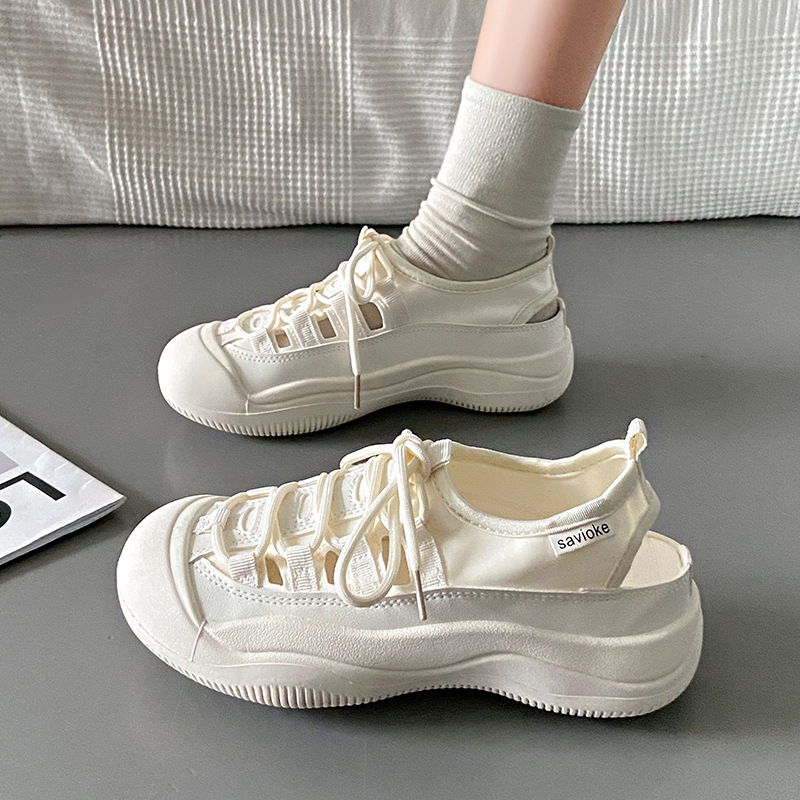 Ddmysports Ollow Canvas Summer New Korean Student Little White Shoes For Women Flat Bottom Instagram Breathable Alf Support P Outdoor