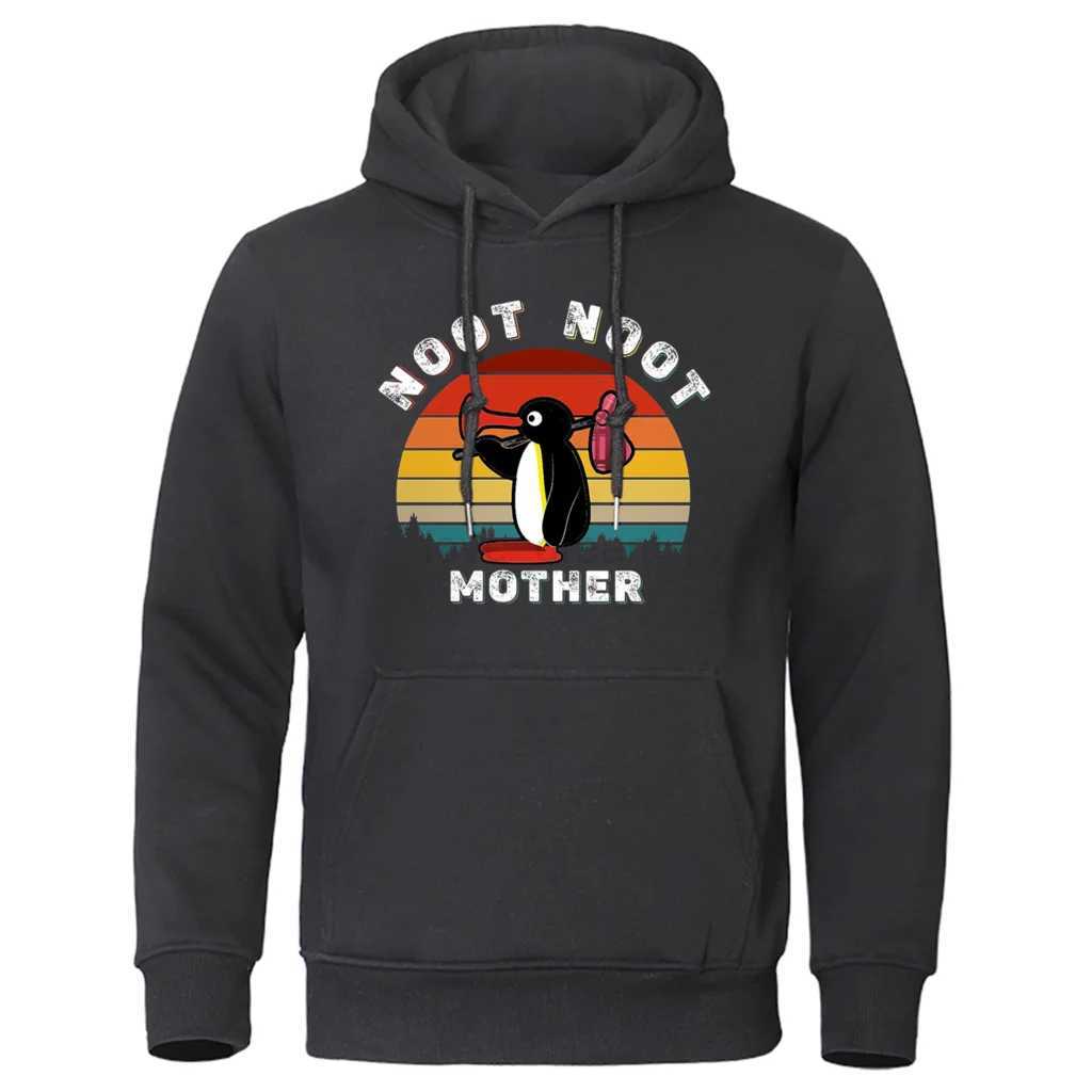 Noot Pingu Retro Funny Hoodie Oversized Aesthetic Ulzzang Cute Graphic Clothing Loose Breathable Sportswears Warm CoatsXJ240812