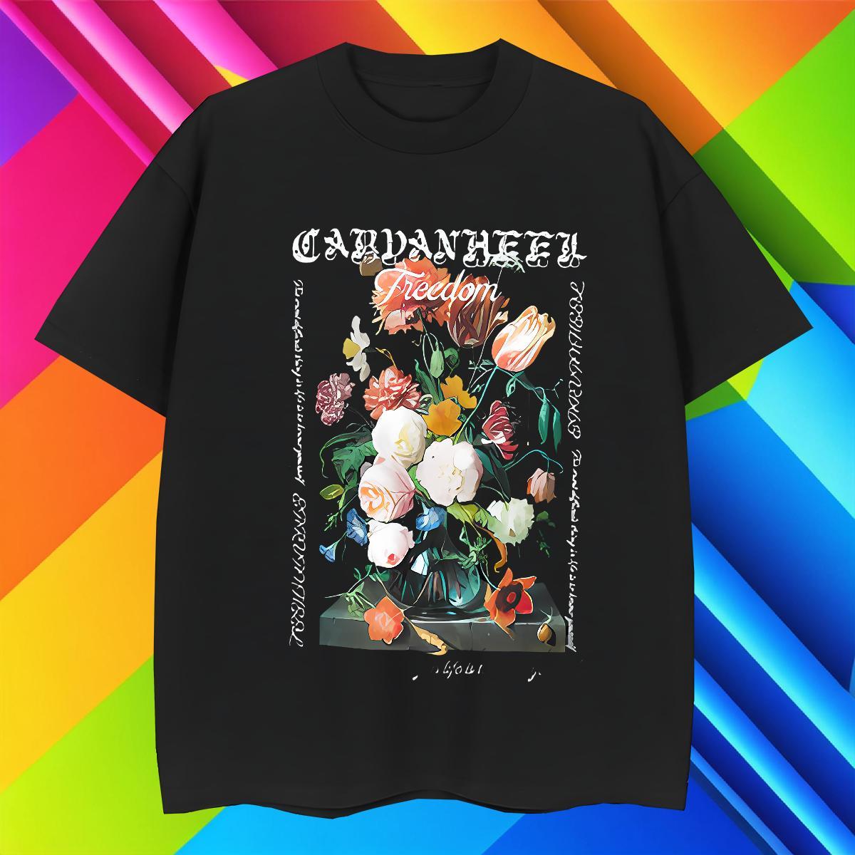 Man T Shirts 230g Pure Cotton flower Outdoor Short Sleeve Soft Anime Print Tshirts Fashion Design Loose Clothes