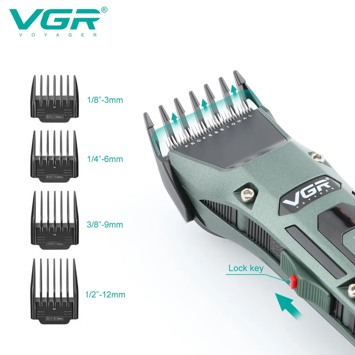 VGR Hair Clipper Professional Hair Trimmer Rechargeable Hair Cutting Machine Cordless with Charging Base Clipper for Men V-696 240806