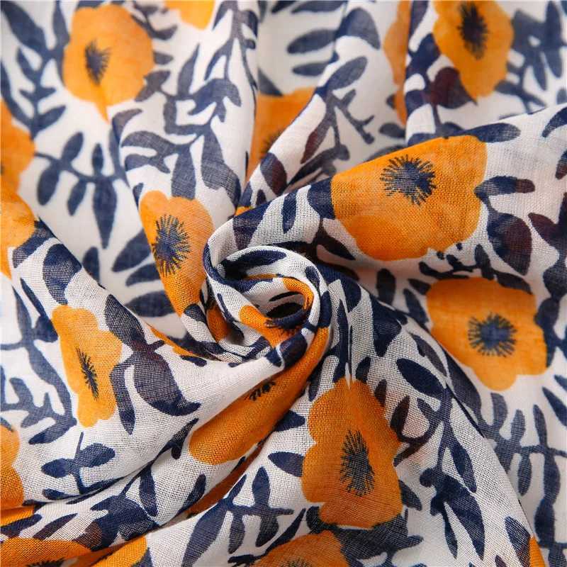 New Bohemian style printed pleated womens scarf large size sheer breathable veil headscarf fashionable bandage scarf W240810