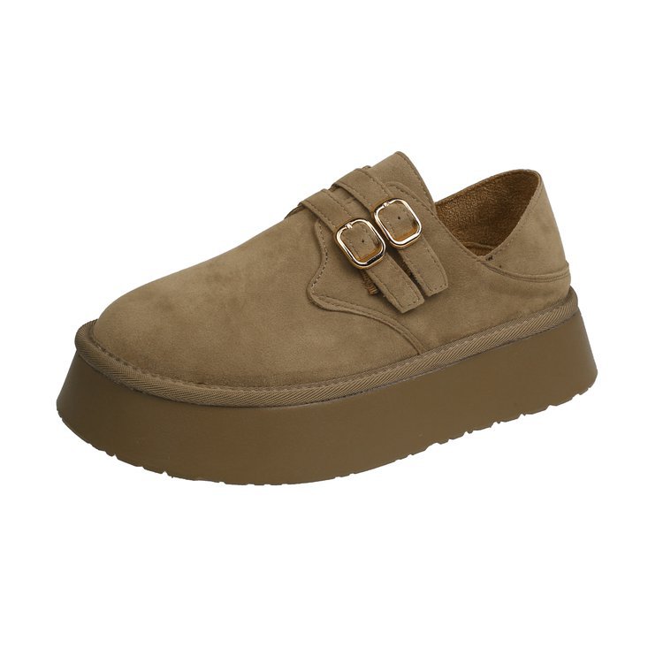 Ladies' retro buckle strap thick sole height increasing casual single shoe