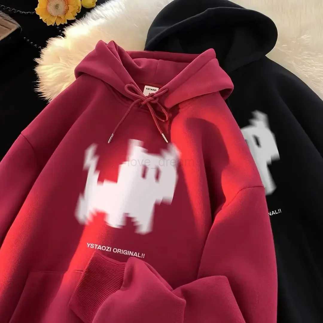 Mens hip-hop hooded sweater loose vintage hooded sweatshirt student casual top autumn trendy clothing street gym clothingXJ240812