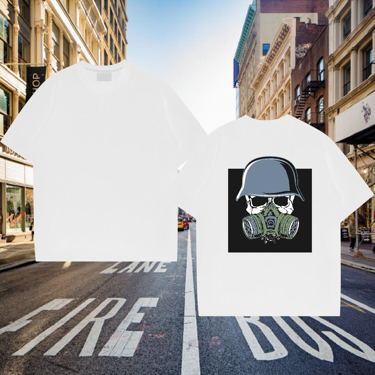 Factory Direct T shirt skull Polos 230g Cotton High Street Hip Hop Soft Oversized 3XL 4XL Breathable Short Sleeve Couples T Shirts