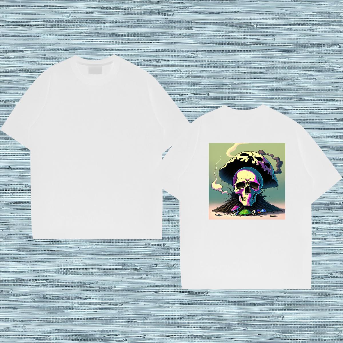 Free Shipping Man T Shirts skull Tops Tees 230g Pure Cotton Spring Summer Designer Cartoon Print Breathable Crew Neck Men Tees