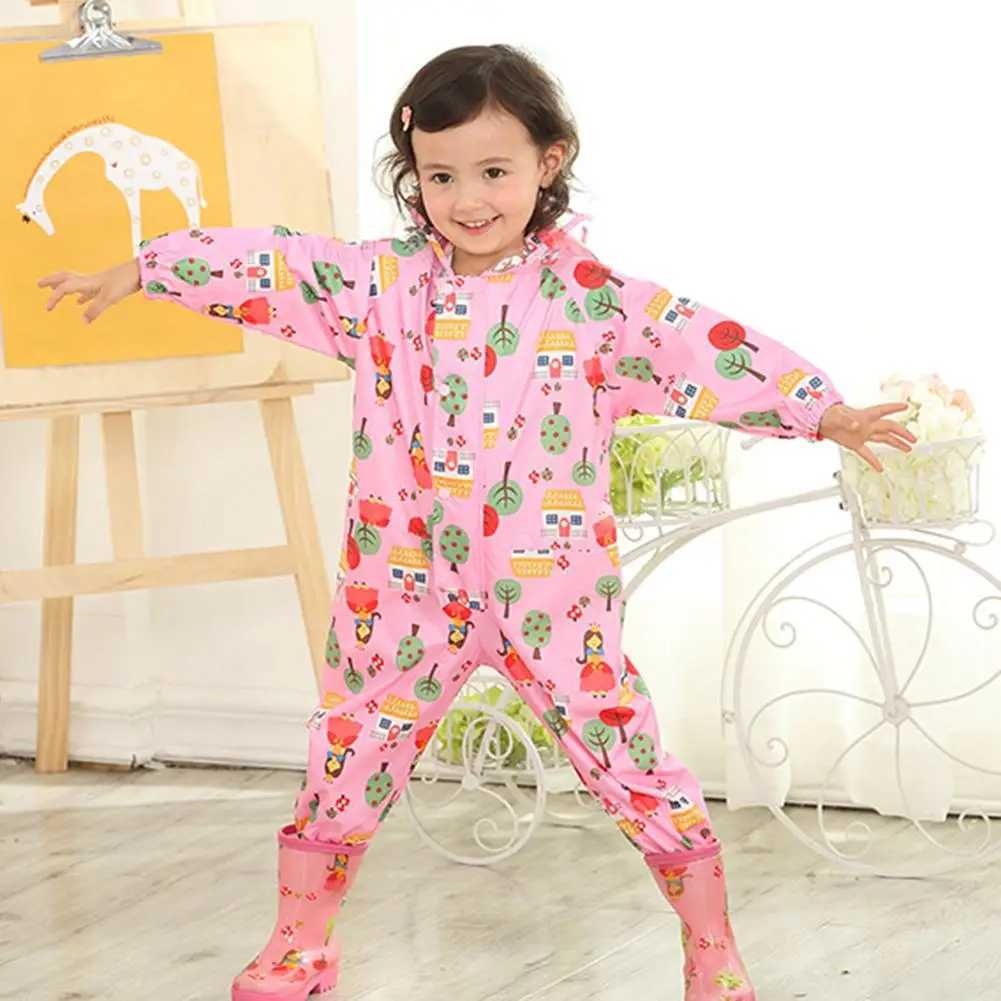 Kids Raincoat Waterproof Rain Poncho Cartoon Dinosaur Children School Student Jumpsuit Rainsuit Boys And Girls Travel Rainwear Y240810