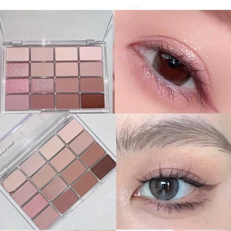 16-Color Korean Eyeshadow Palette Matte Pearlescent Low Saturation Long Lasting Brown Pink Glitter Eye Shadow Eye Makeup PaletteCL240812