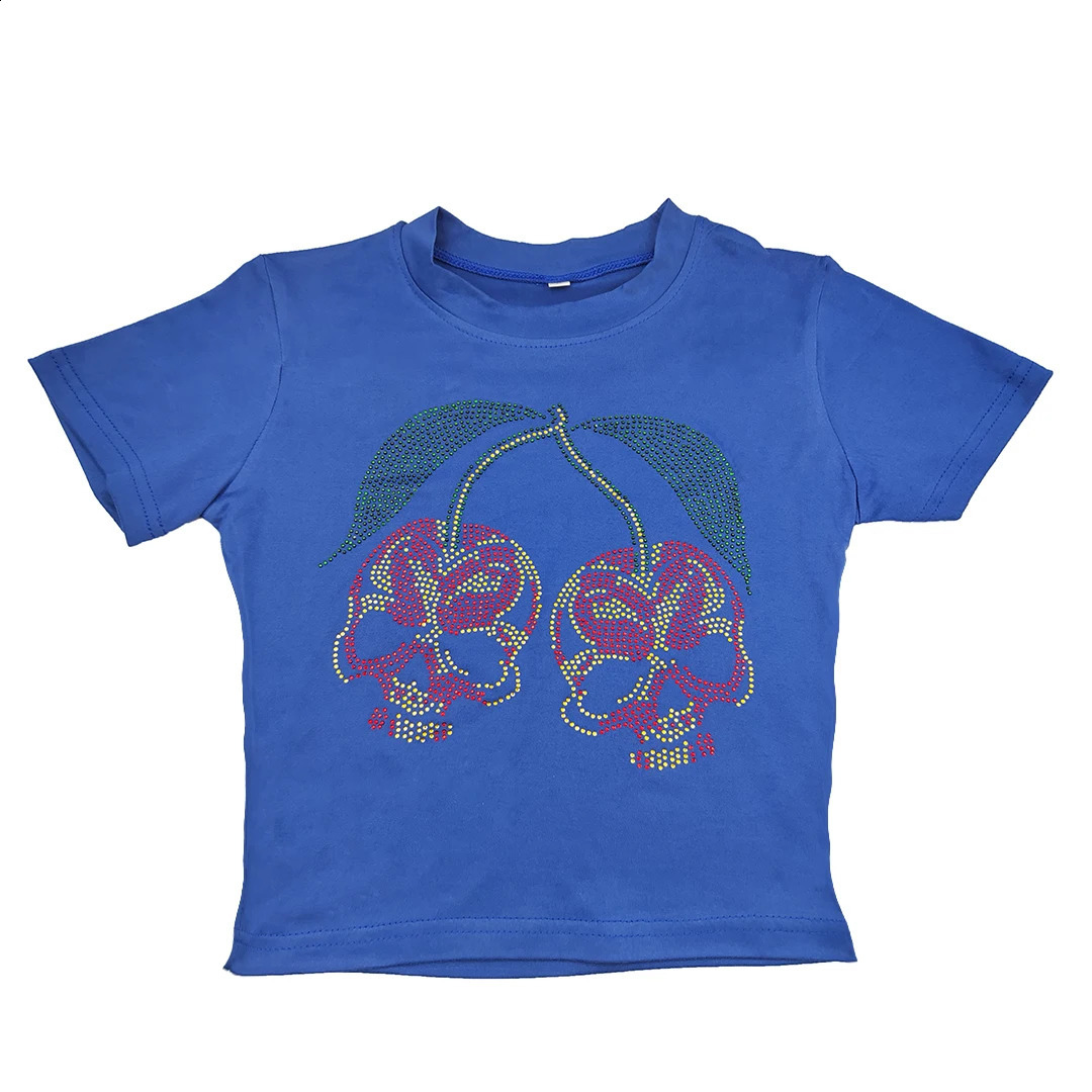 Y2K clothes 2000s Vintage Harajuku Fairy grunge Short Top womens T-shirts Rhinestones Goth Skull Tees E-girl EMO Crop Tops 240812 - view 6