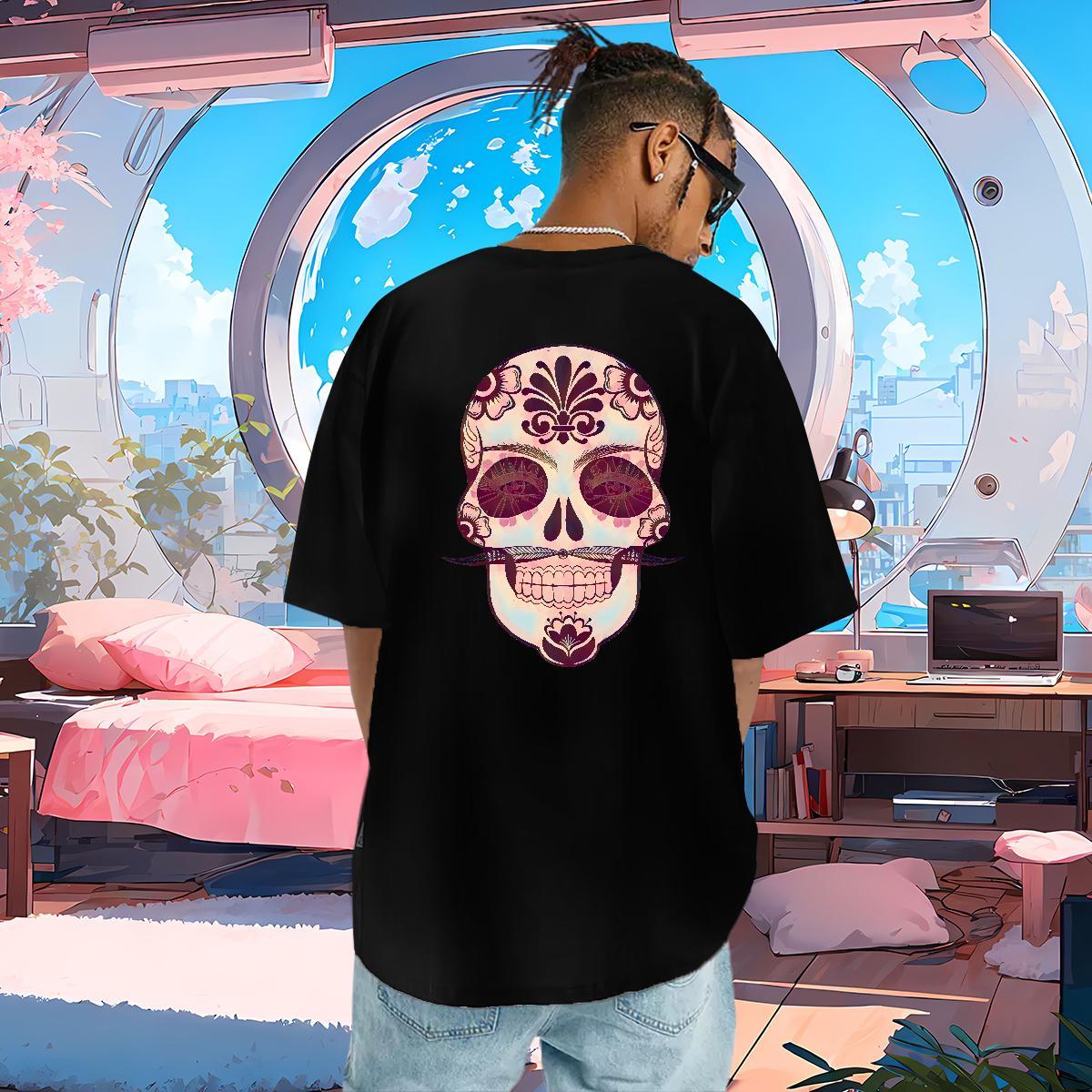 Classic Casual Mens T Shirts skull Tops Tees 230g Cotton Home Outdoor Brand Custom Anime O-Neck Short Sleeve Mens Tshirts