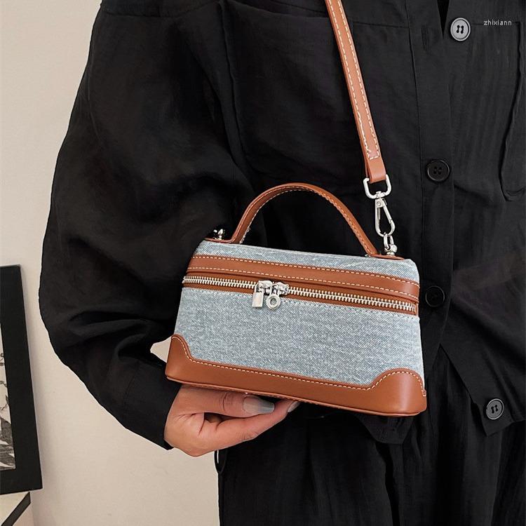 Bag Denim Color-matching Portable Small Square Women's Cross-border Trendy Explosive Shoulder Crossbody zhanyishengli