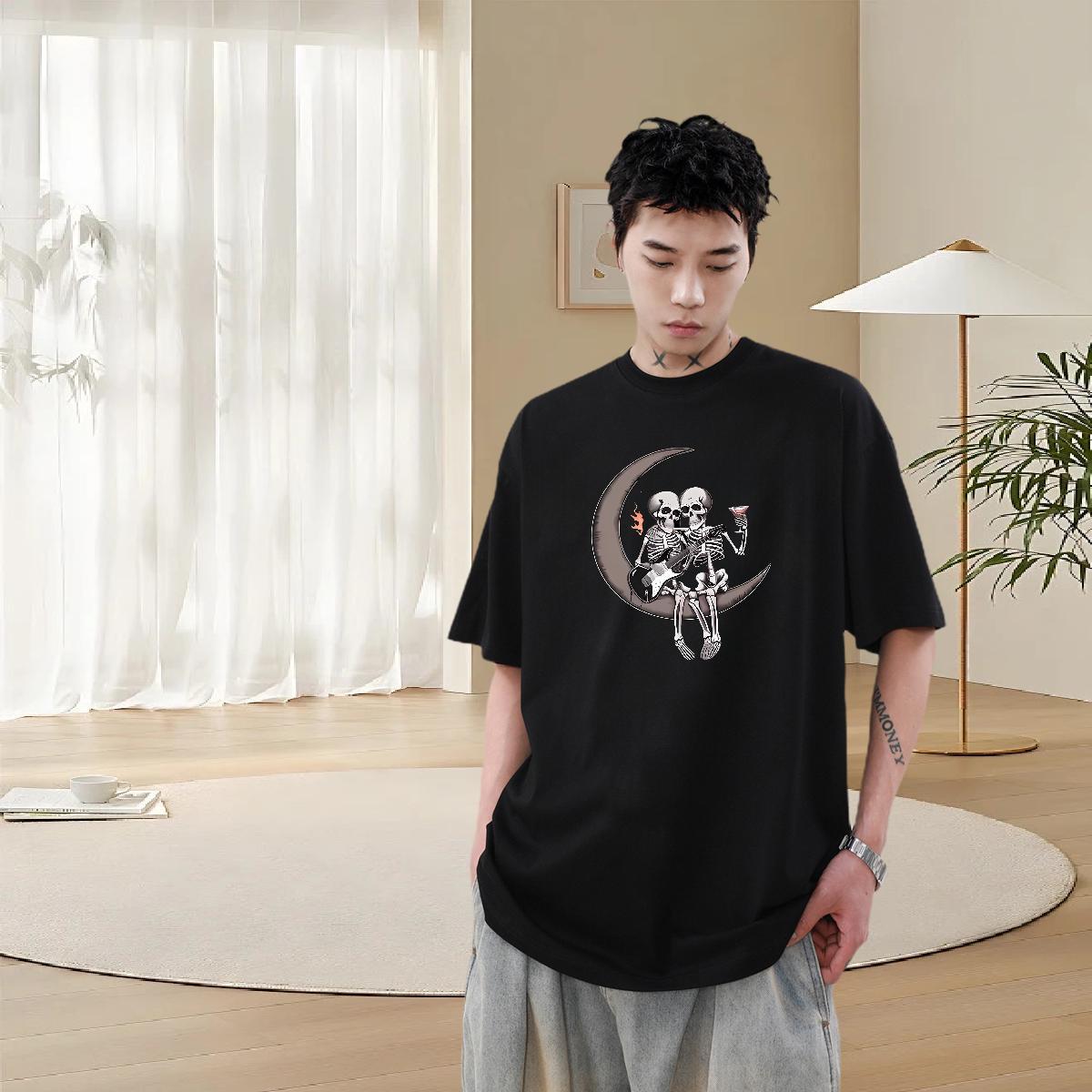Free Shipping Men T Shirts moon Tops Tees 100% Cotton 230g Casual Daily Wear Designer Custom Print Oversized Breathable Crew Neck Tshirt for Man Woman